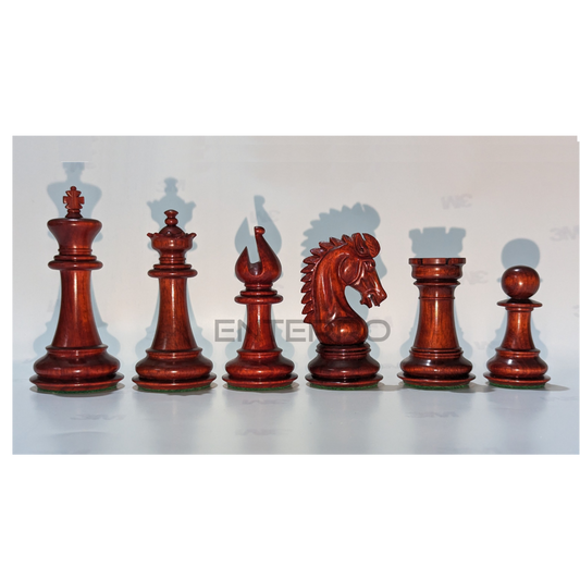 3.9" Emperor Series Wooden Chess Pieces - Made of Red Bud Rosewood and Boxwood