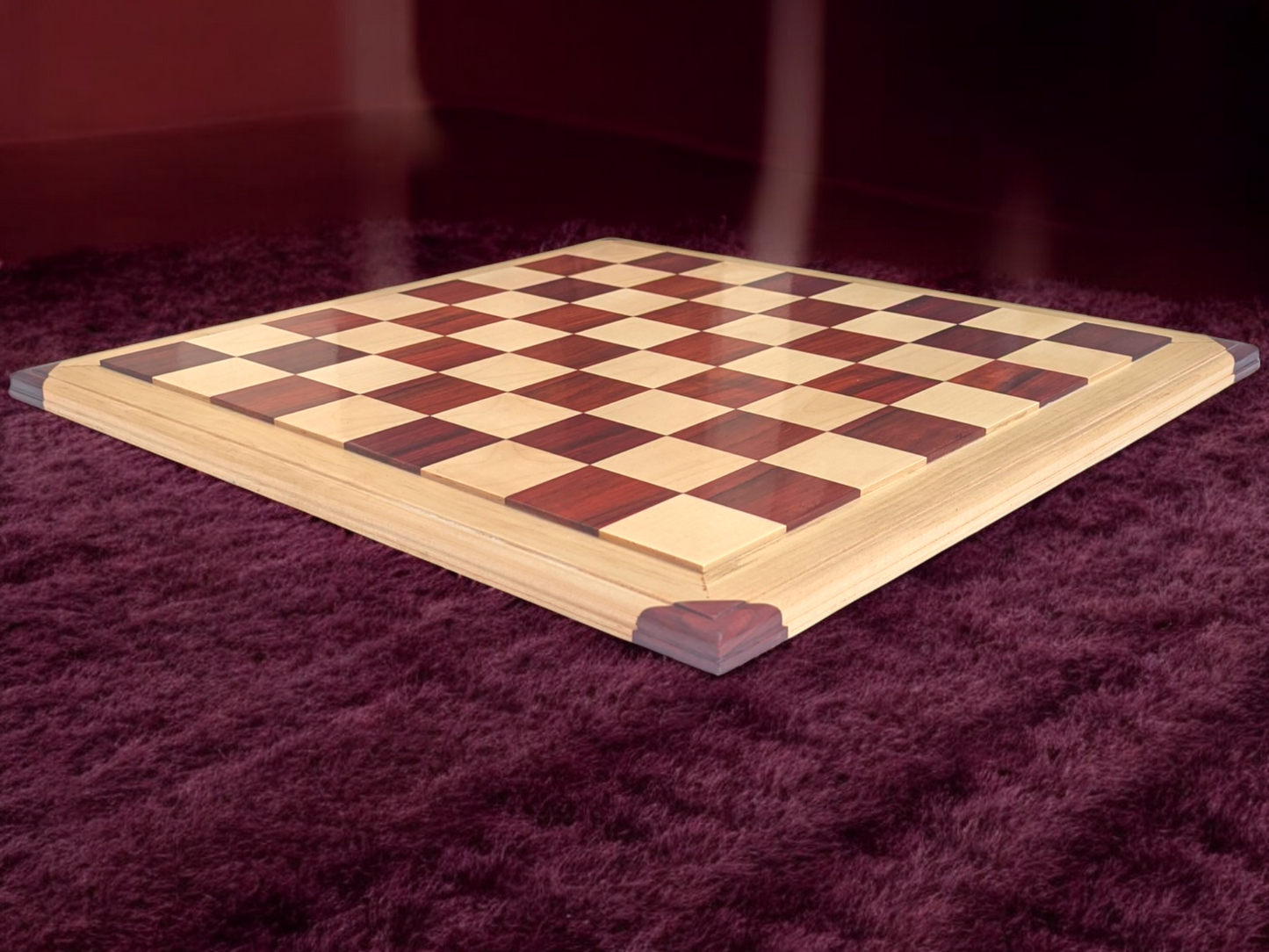 21 x 21 inch (55 mm square) Red Rosewood and Maple Wood FLAT Chess Board without Chess Pieces - Luxury Chess Board