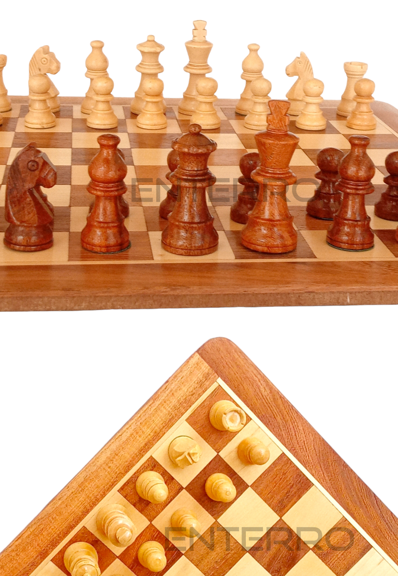 Juego de ajedrez de madera magnético plano de 14" x 14" - Tablero de ajedrez magnético - Piezas de ajedrez magnéticas de madera