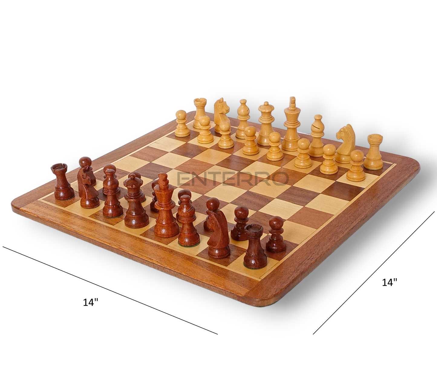 Juego de ajedrez de madera magnético plano de 14" x 14" - Tablero de ajedrez magnético - Piezas de ajedrez magnéticas de madera