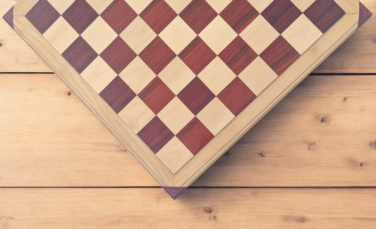 21 x 21 inch (55 mm square) Red Rosewood and Maple Wood FLAT Chess Board without Chess Pieces - Luxury Chess Board