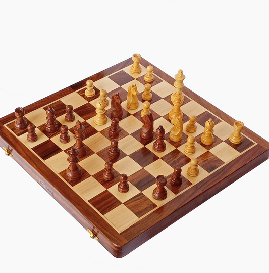 16" x 16" Wooden Foldable Magnetic Chess Board Set - King Size 3" high - Premium Handcrafted Board (Copy)