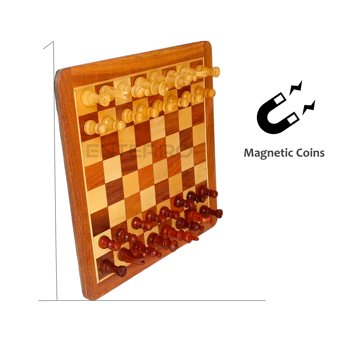 Juego de ajedrez de madera magnético plano de 14" x 14" - Tablero de ajedrez magnético - Piezas de ajedrez magnéticas de madera