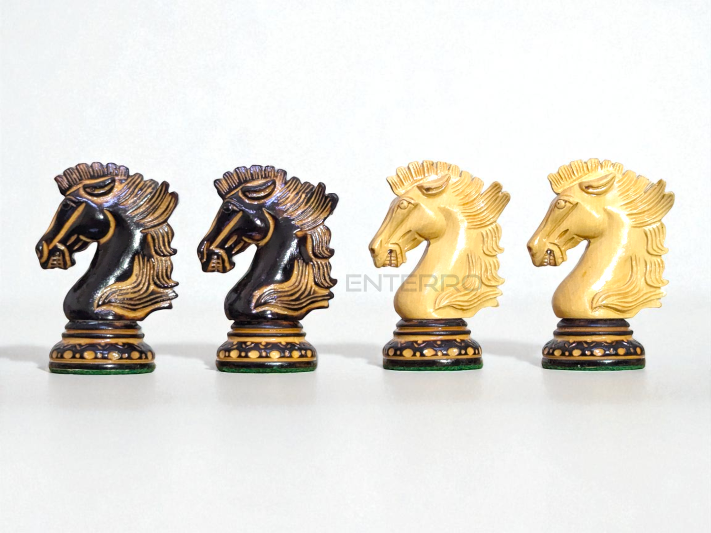 4.5" Wellington Burning Series Wooden Chess Pieces - Made of Burnt Boxwood and Boxwood