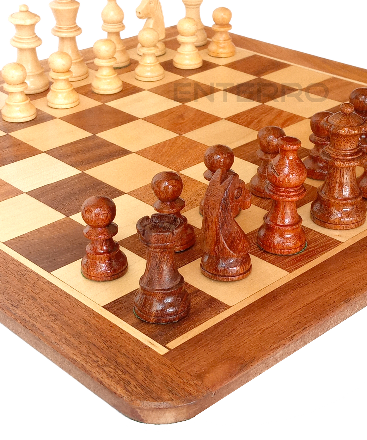 Juego de ajedrez de madera magnético plano de 14" x 14" - Tablero de ajedrez magnético - Piezas de ajedrez magnéticas de madera