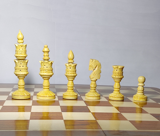 4" Zinnia Wooden Chess Pieces - Hand Carved Chess Coins- Made of Rosewood Wood and Boxwood (Without Chess Board)