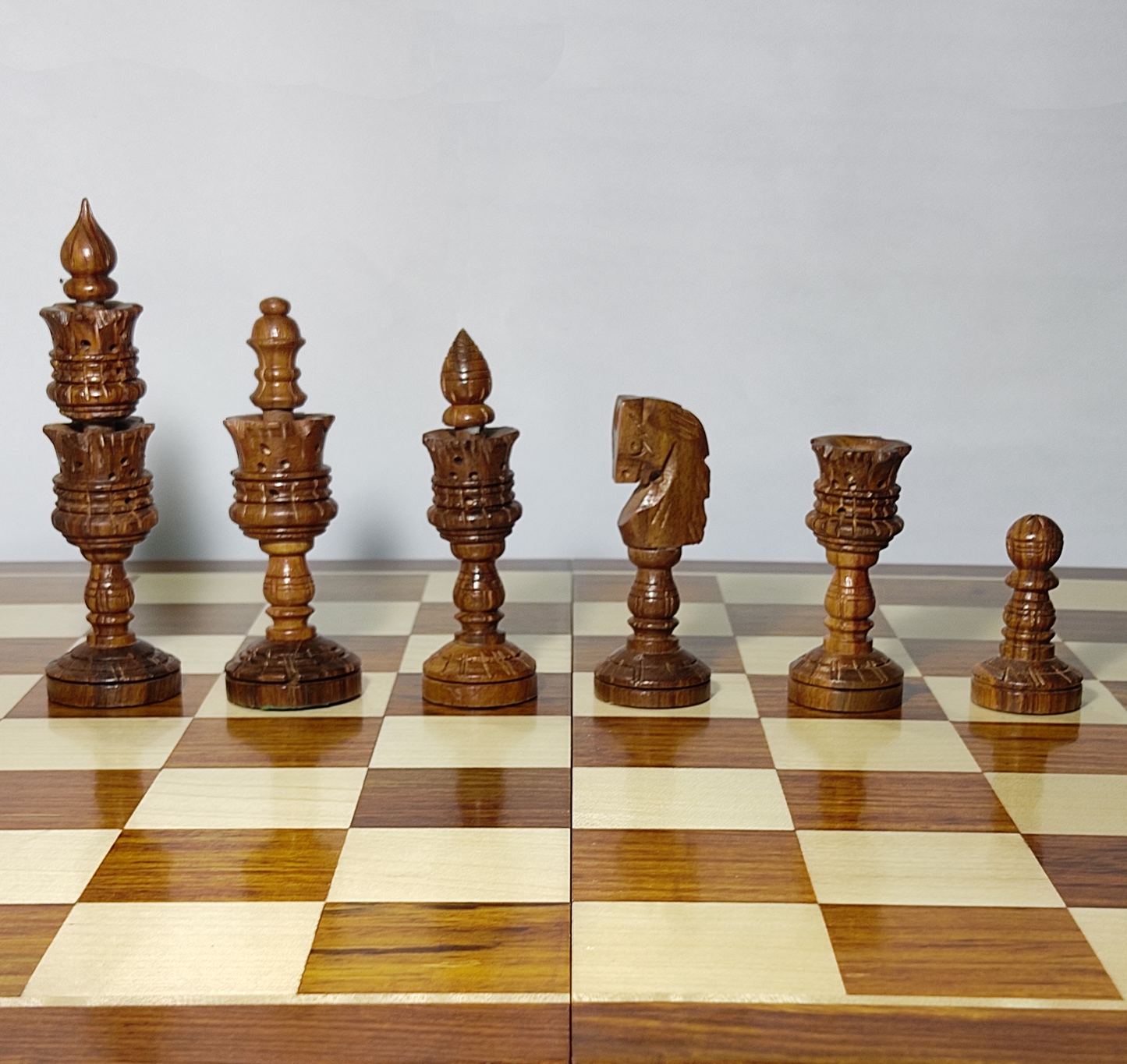 4" Zinnia Wooden Chess Pieces - Hand Carved Chess Coins- Made of Rosewood Wood and Boxwood (Without Chess Board)