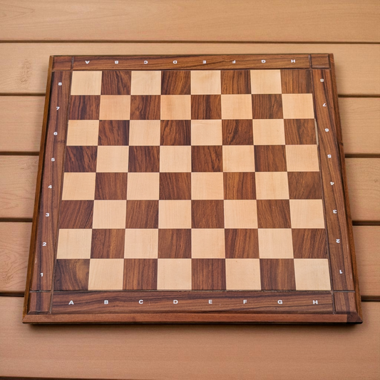21 x 21 inch (55 mm square) Grooved Rosewood and Maple Wood FLAT Chess Board without Chess Pieces - Premium Handcrafted Board