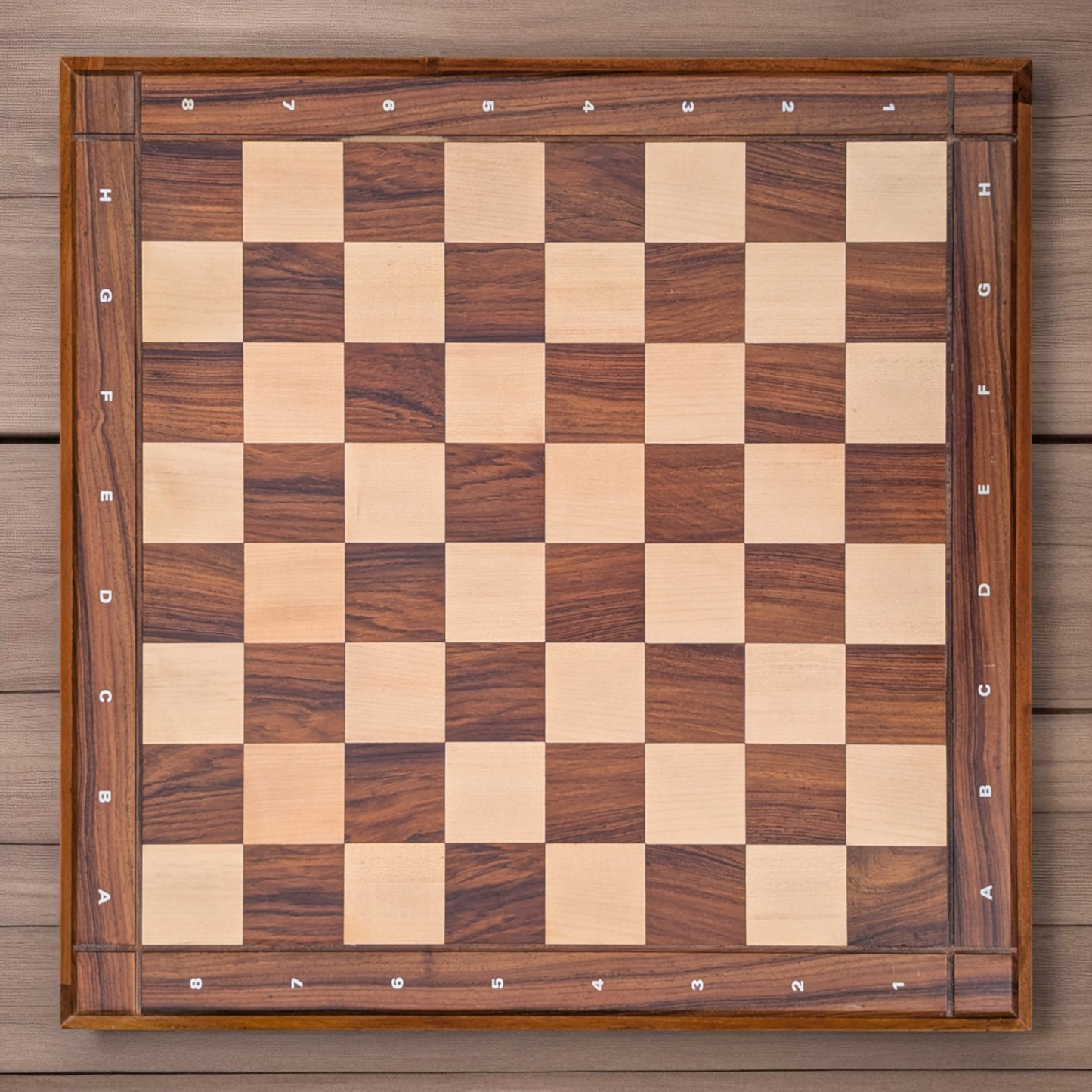 21 x 21 inch (55 mm square) Grooved Rosewood and Maple Wood FLAT Chess Board without Chess Pieces - Premium Handcrafted Board