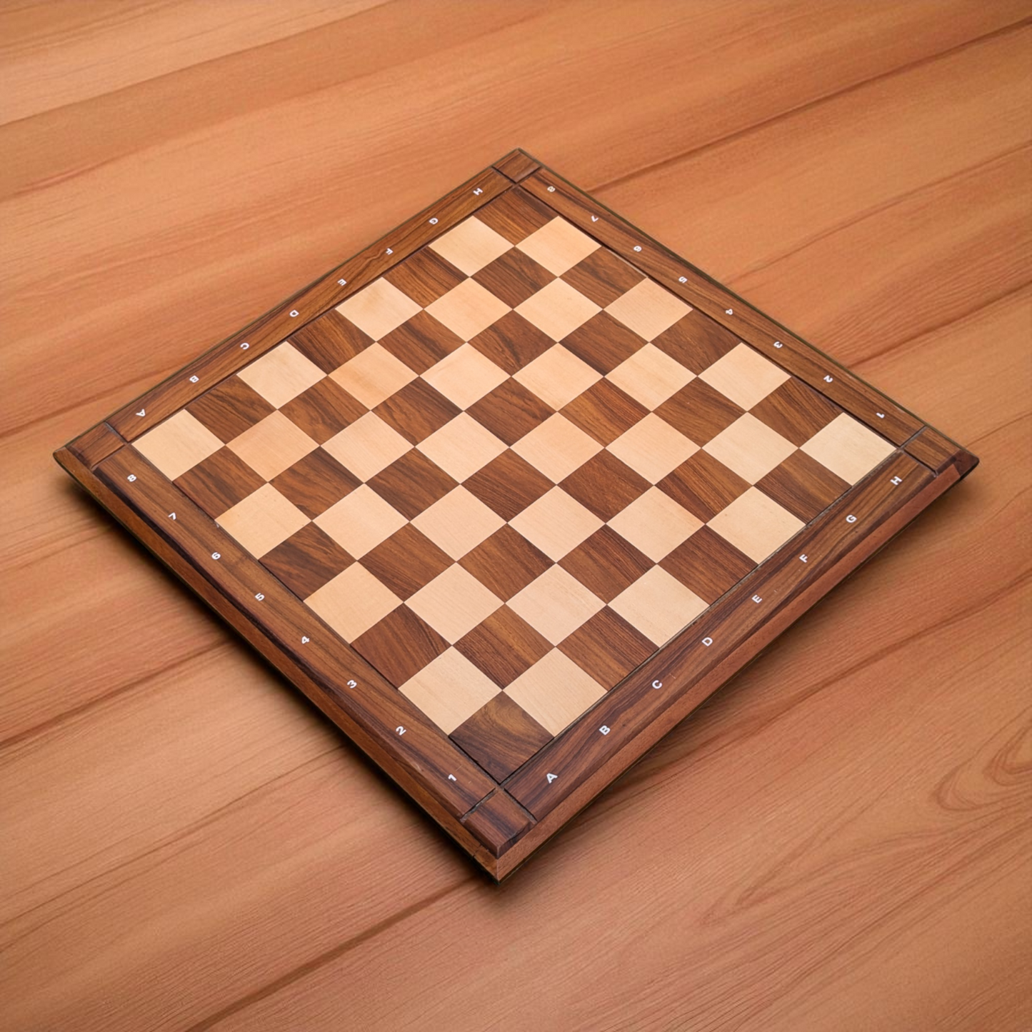 21 x 21 inch (55 mm square) Grooved Rosewood and Maple Wood FLAT Chess Board without Chess Pieces - Premium Handcrafted Board