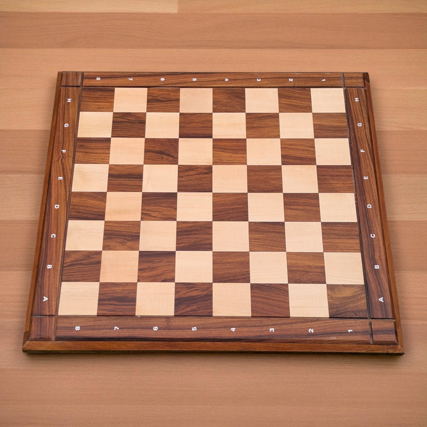 21 x 21 inch (55 mm square) Grooved Rosewood and Maple Wood FLAT Chess Board without Chess Pieces - Premium Handcrafted Board