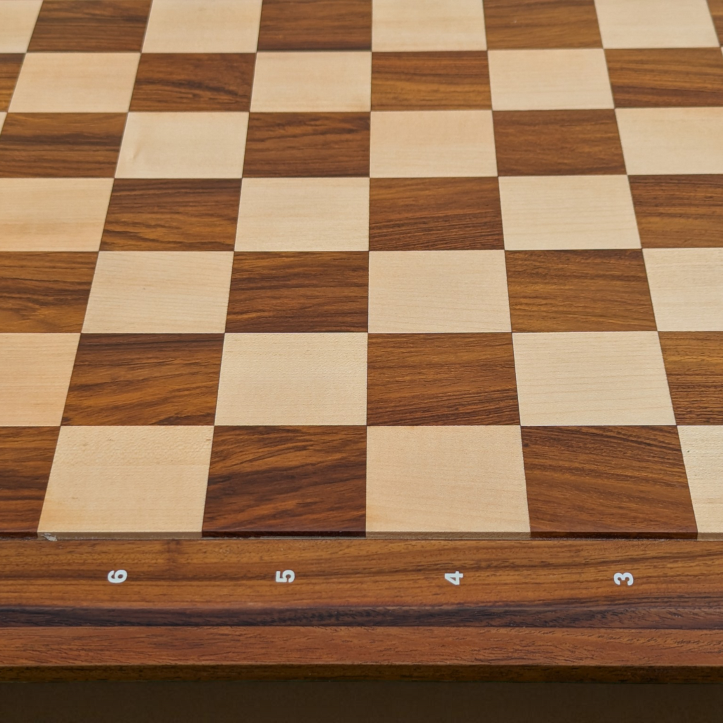 21 x 21 inch (55 mm square) Grooved Rosewood and Maple Wood FLAT Chess Board without Chess Pieces - Premium Handcrafted Board