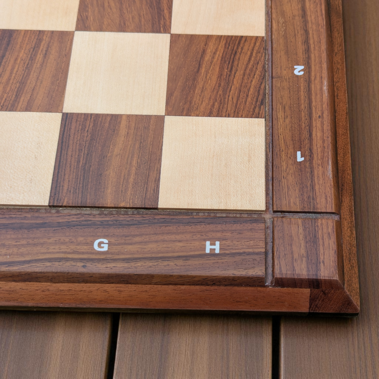 21 x 21 inch (55 mm square) Grooved Rosewood and Maple Wood FLAT Chess Board without Chess Pieces - Premium Handcrafted Board
