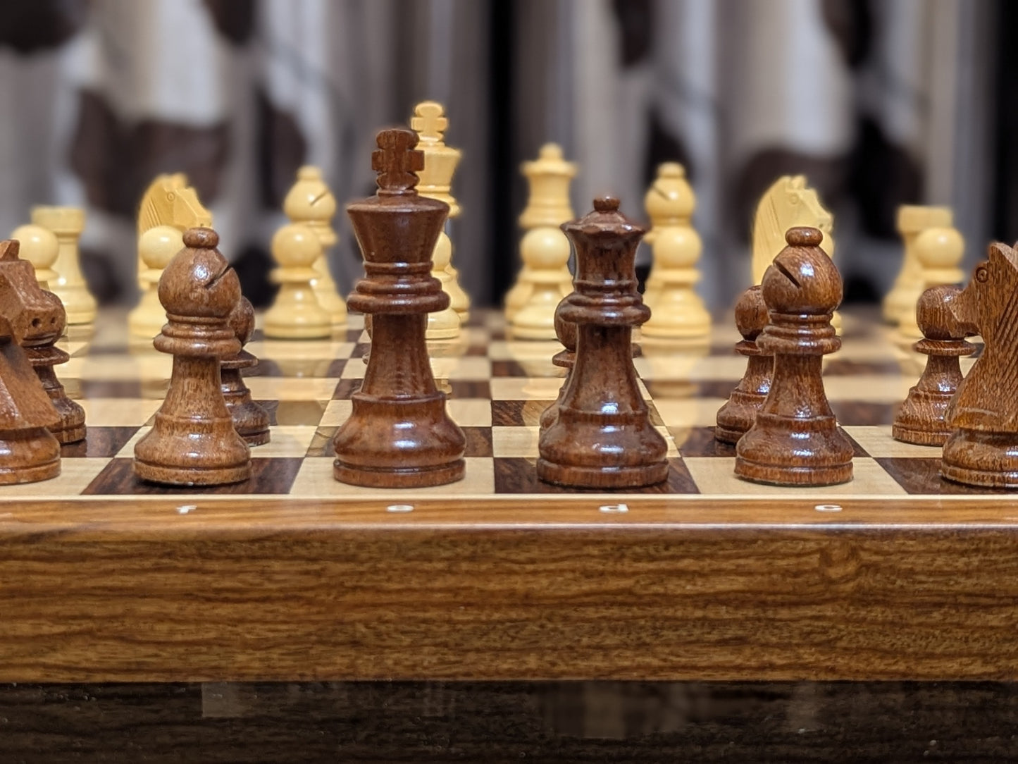 16" x 16" Wooden Foldable Magnetic Chess Board Set with NOTATIONS and - King Size 3" high - Premium Handcrafted Board