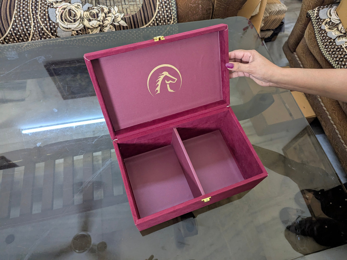 Wooden Storage Box for 3.75" to 4.25" Chess Pieces - Maroon Color