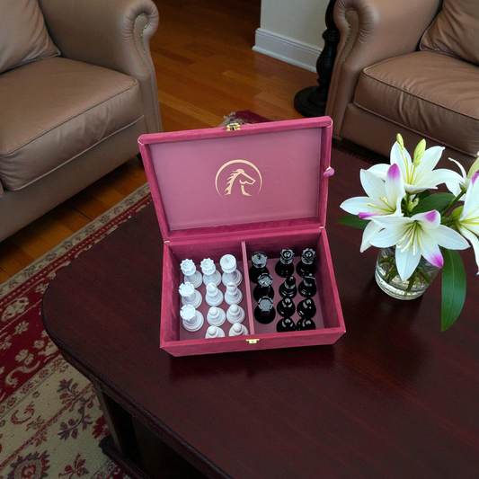 Wooden Storage Box for 3.75" to 4.25" Chess Pieces - Maroon Color
