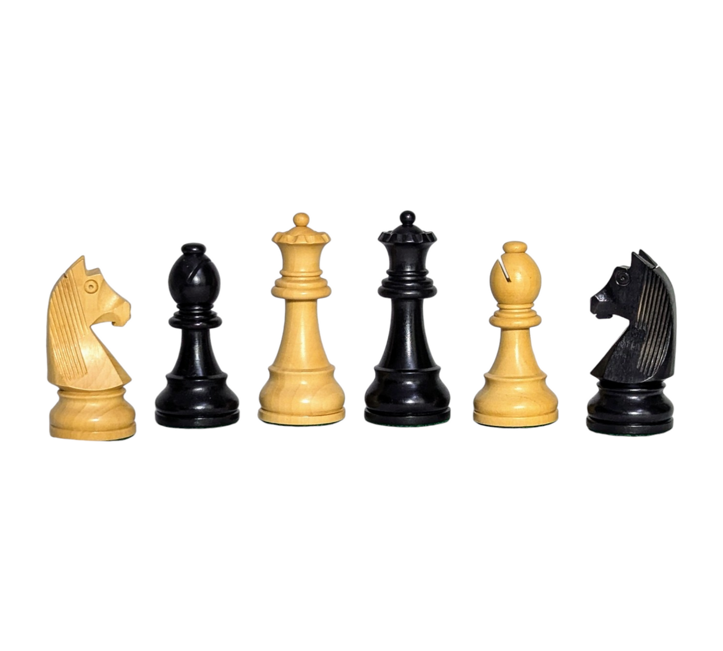 3.75" German Knight Staunton Standard - EBONIZED Series - Wooden Chess Pieces