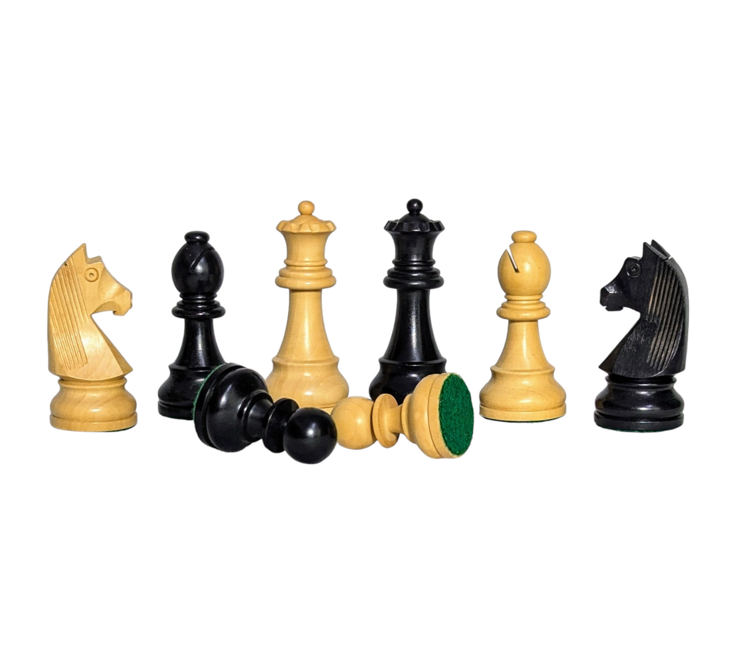 3.75" German Knight Staunton Standard - EBONIZED Series - Wooden Chess Pieces