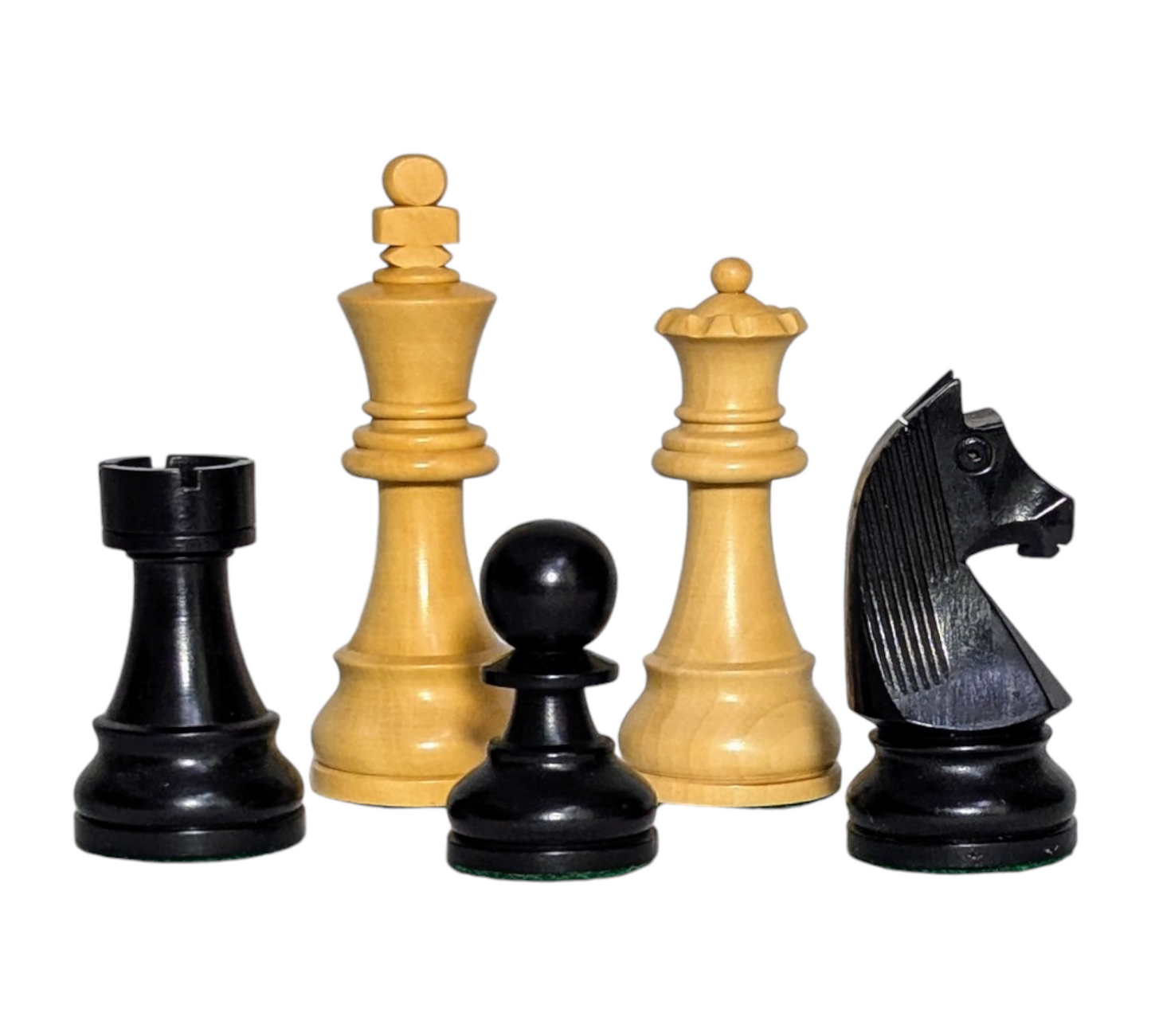 3.75" German Knight Staunton Standard - EBONIZED Series - Wooden Chess Pieces