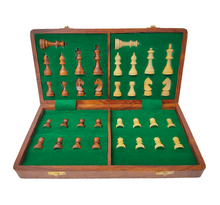 Load image into Gallery viewer, ENTERRO™ Wooden Magnetic Chess Board Set - 14 x 14 inch - 2 Extra Queens with Magnetic Coins - Folding &amp; Travel Friendly Chess - FREE PDF Chess Manual (CHECK OUR REVIEWS ON TRUST PILOT)