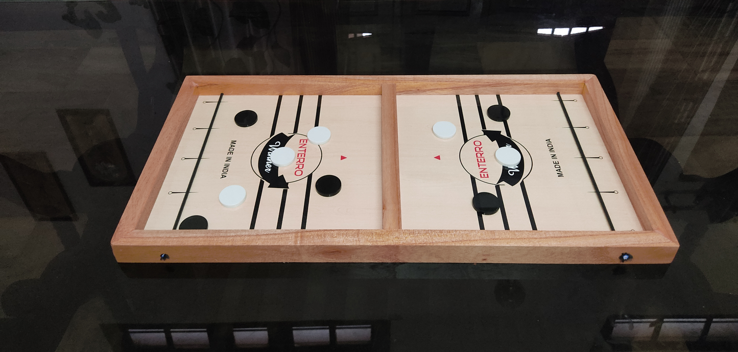 Enterro Sling Puck Game for Kids and Adults - Big Size 24 x 12 inch - Fast Hockey Board Game - Wooden Ultra Smooth Playing Surface