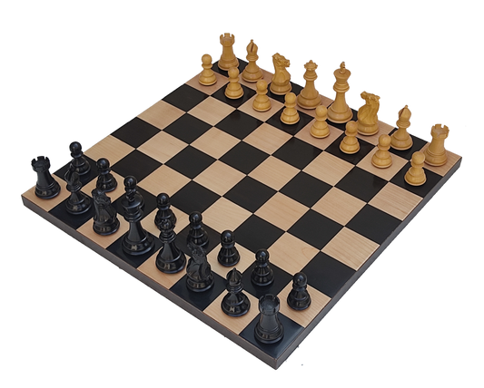 17" x 17" Borderless Wooden Chess Set - Square 55 mm - Pure Ebony and Maple wood - 3.9" British Staunton Wooden Chess Pieces - Elegant Chess Set