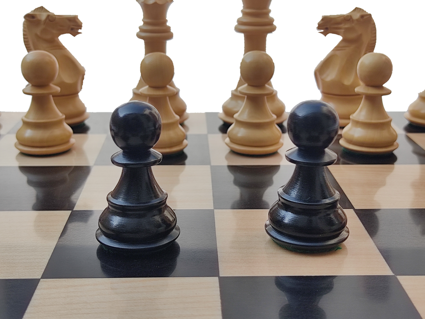 Juego de Ajedrez Sin Bordes de 17" - Cuadrado 55 mm - Madera Pura de Ébano y Arce || Piezas Clásicas de Ajedrez Staunton hechas de Ébano Puro y Boj - King Size 3.9" - Elegante Juego de Ajedrez