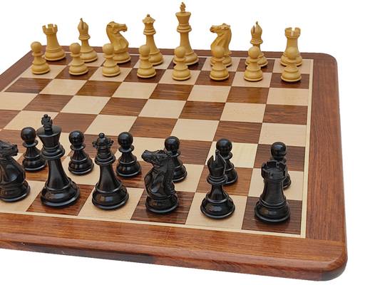 21" x 21" Wooden Chess Set - Square 55 mm - Golden Rosewood and Maple wood || 3.9" Classic Staunton Wooden Chess Pieces made of Pure Ebony Wood and Boxwood - King Size 3.9"
