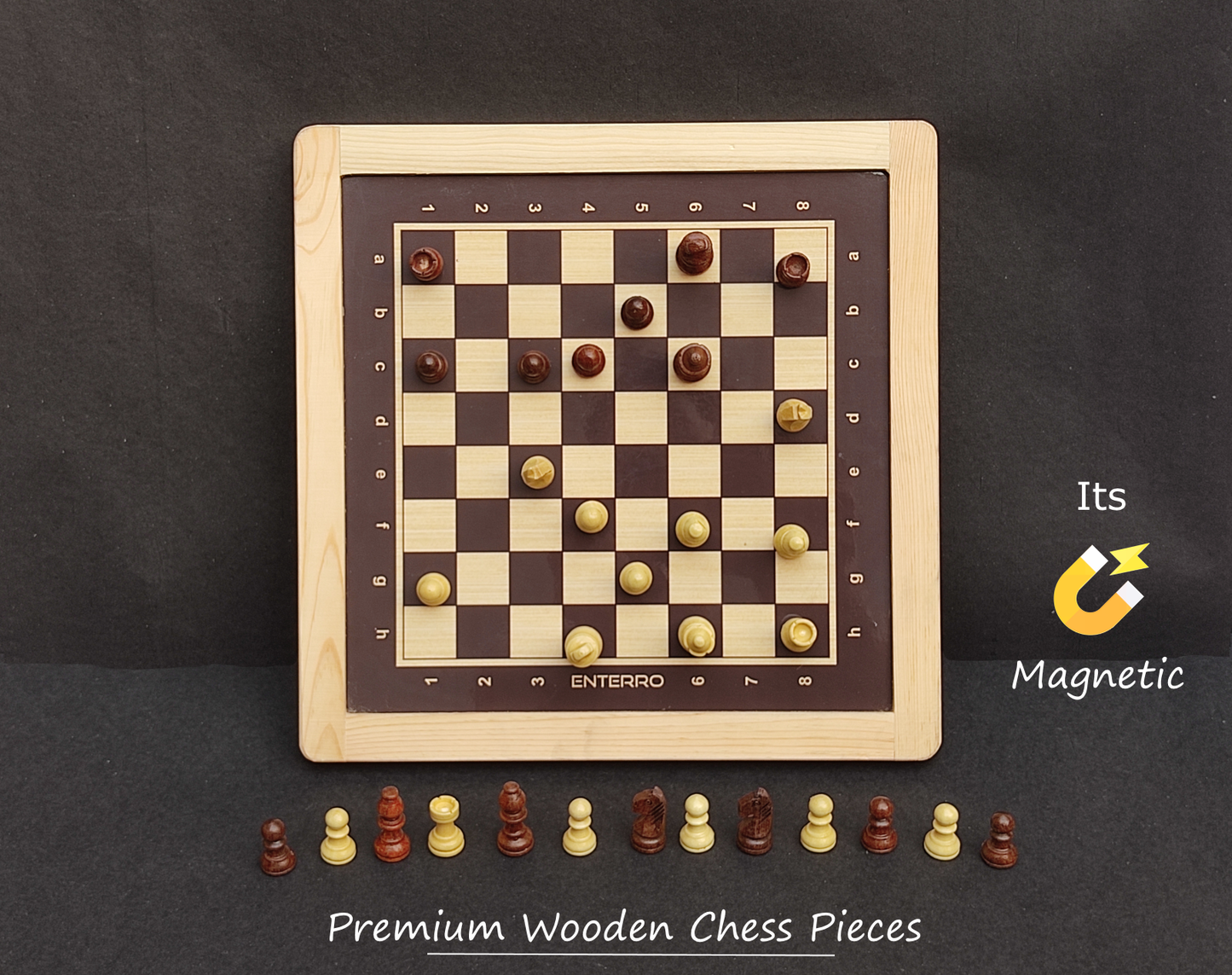 Wooden Magnetic 2in1 Chess and Ludo Board Game - 12 x 12 inch - Wooden Chess Pieces - Indoor Game for Kids Adults (Ludo + Chess)