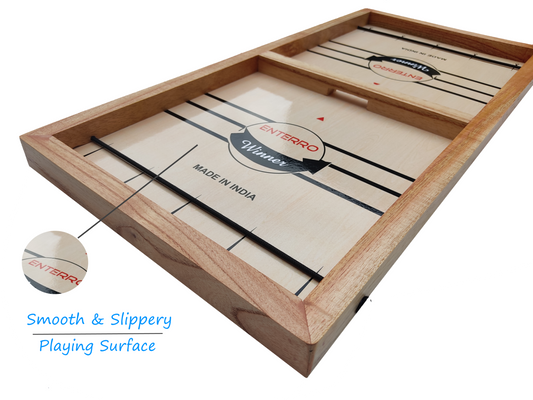 Enterro Sling Puck Game for Kids and Adults - Big Size 24 x 12 inch - Fast Hockey Board Game - Wooden Ultra Smooth Playing Surface