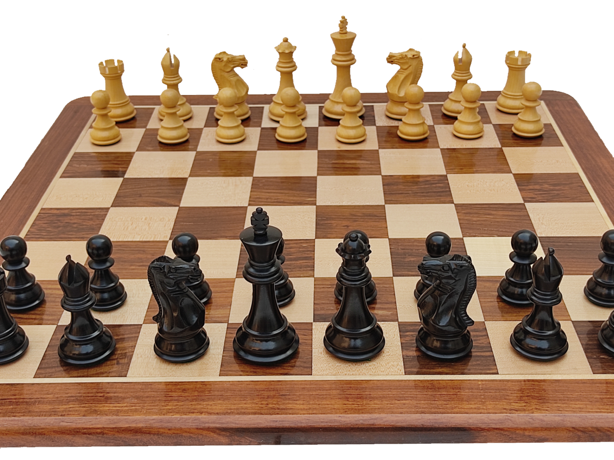 21" x 21" Wooden Chess Set - Square 55 mm - Golden Rosewood and Maple wood || 3.9" Classic Staunton Wooden Chess Pieces made of Pure Ebony Wood and Boxwood - King Size 3.9"