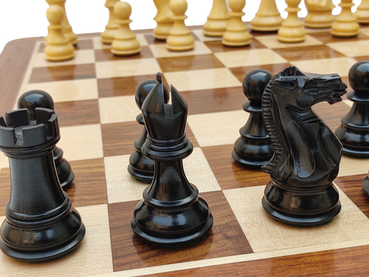 21" x 21" Wooden Chess Set - Square 55 mm - Golden Rosewood and Maple wood || 3.9" Classic Staunton Wooden Chess Pieces made of Pure Ebony Wood and Boxwood - King Size 3.9"