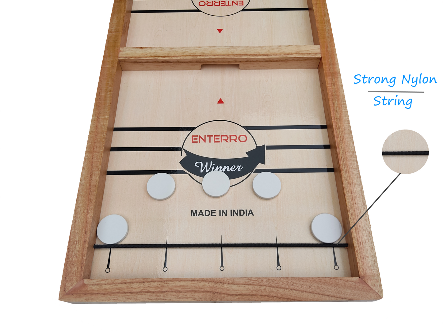 Enterro Sling Puck Game for Kids and Adults - Big Size 24 x 12 inch - Fast Hockey Board Game - Wooden Ultra Smooth Playing Surface