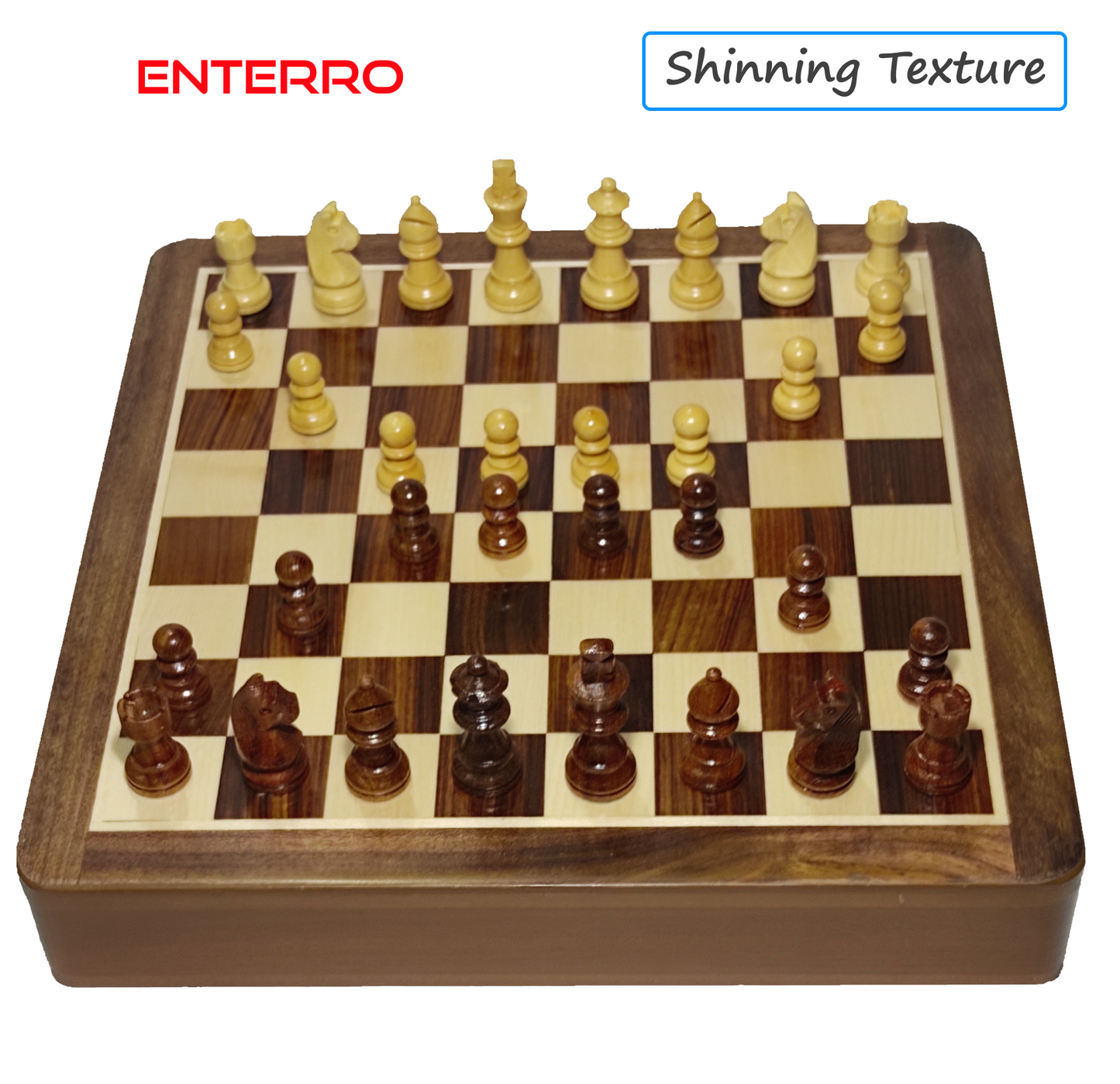 Juego de ajedrez con cajón magnético de madera, 10.0 x 10.0 in, con monedas magnéticas de ajedrez, juego de interior hecho a mano y apto para viajes para niños y adultos