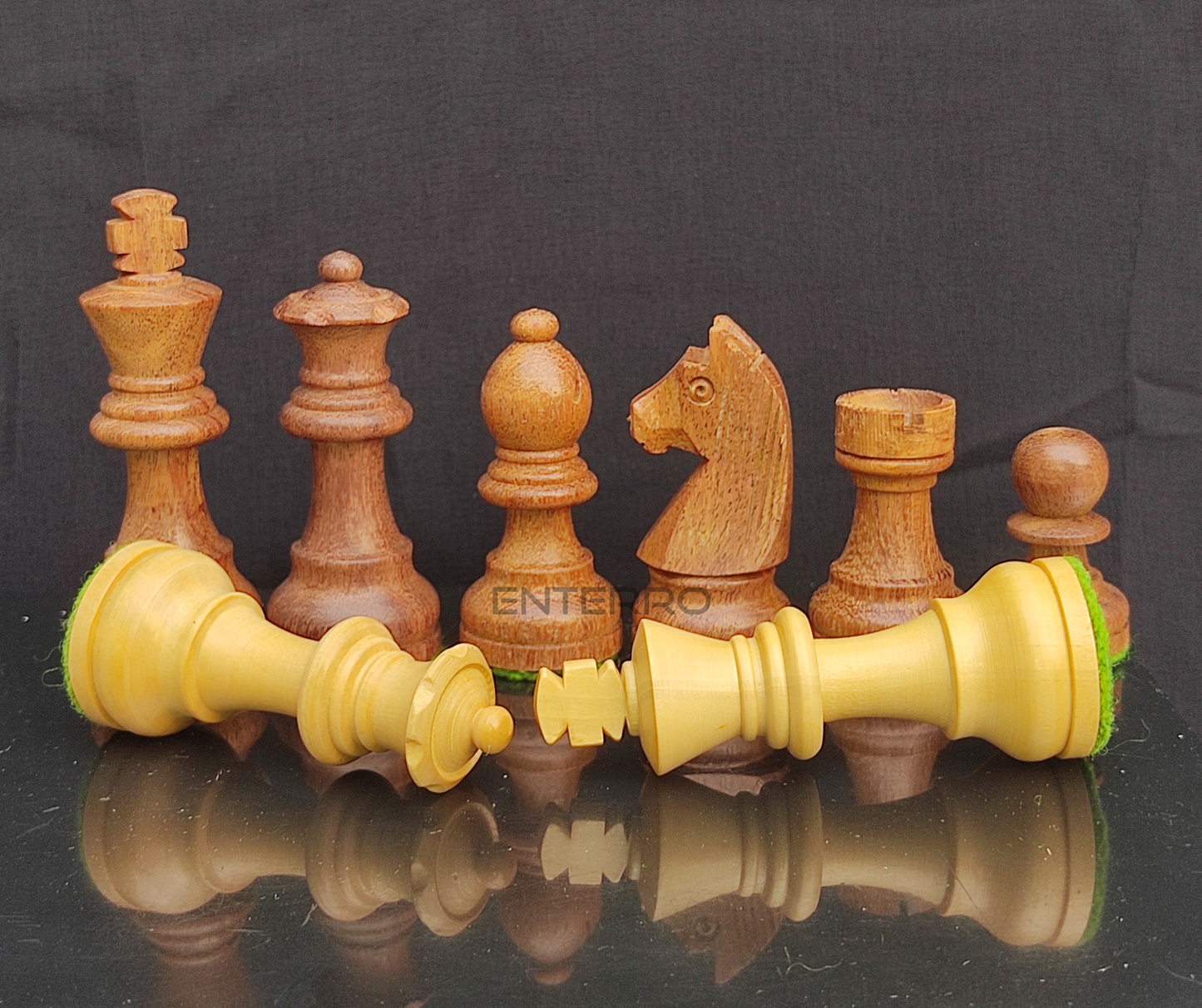 Wooden Chess Pieces 3.25 inch - Professional Staunton Set - Made of Acacia Wood and Boxwood - Tournament Chess Pieces (Without Chess Board) (3.25" Standard)