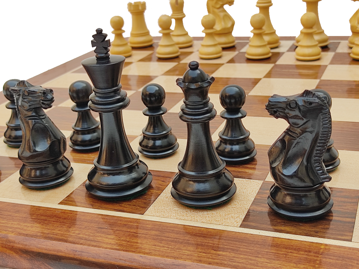 21" x 21" Wooden Chess Set - Square 55 mm - Golden Rosewood and Maple wood || 3.9" Classic Staunton Wooden Chess Pieces made of Pure Ebony Wood and Boxwood - King Size 3.9"