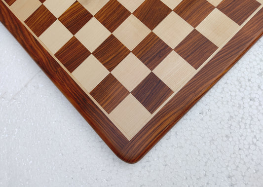 ENTERRO⢠Tablero de ajedrez PLANO de palisandro dorado premium de 19 x 19 pulgadas sin piezas de ajedrez - Hecho a mano con paciencia