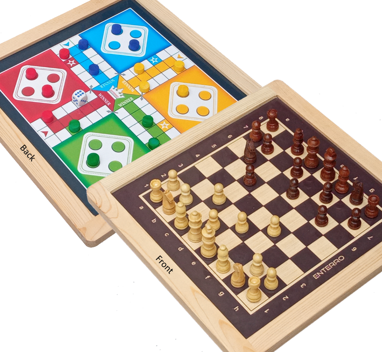 Wooden Magnetic 2in1 Chess and Ludo Board Game - 12 x 12 inch - Wooden Chess Pieces - Indoor Game for Kids Adults (Ludo + Chess)