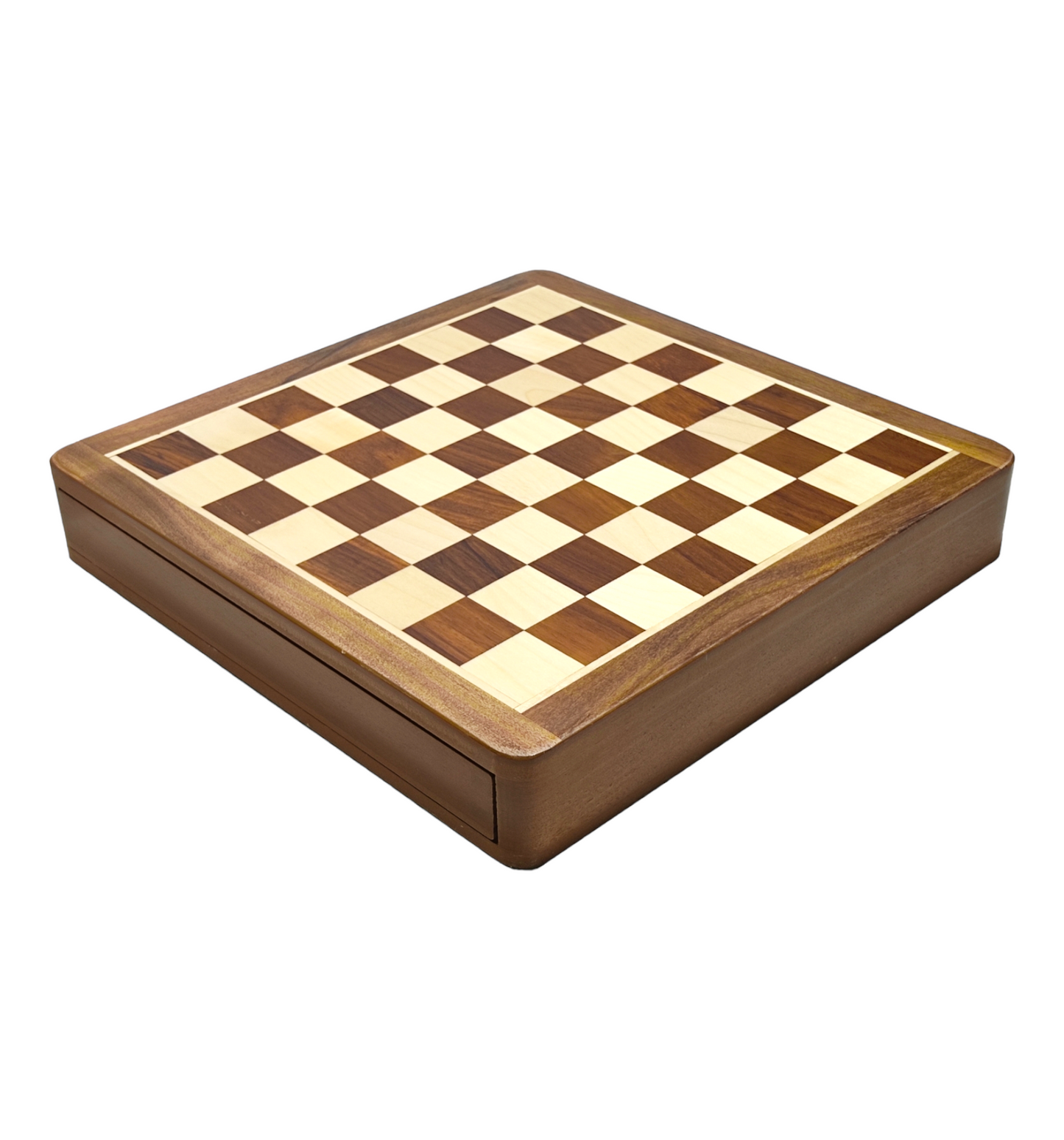 12 x 12 inch Wooden Drawer Chess Set with Magnetic Wooden Chess Coins - Handcrafted Board Game