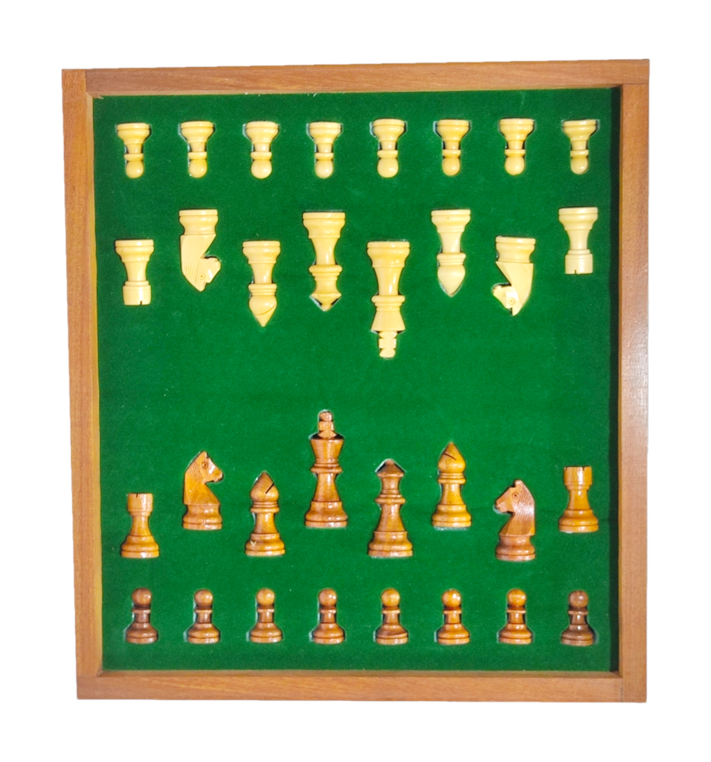 12 x 12 inch Wooden Drawer Chess Set with Magnetic Wooden Chess Coins - Handcrafted Board Game