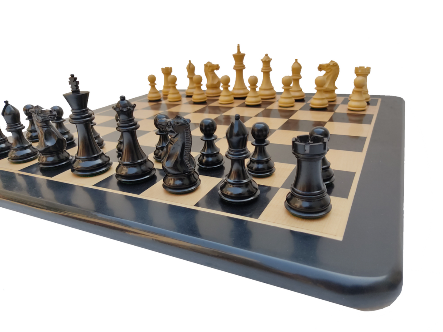 21 x 21 inch Wooden Chess Set - Square 55 mm - Made of Ebony Wood and Maple wood || 3.9" New Staunton Series Chess Pieces made of Black Ebony Wood and Boxwood