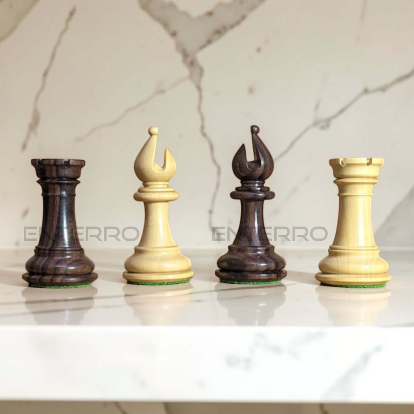 3.9" Emperor Series Wooden Chess Pieces - Made of Rosewood and Boxwood