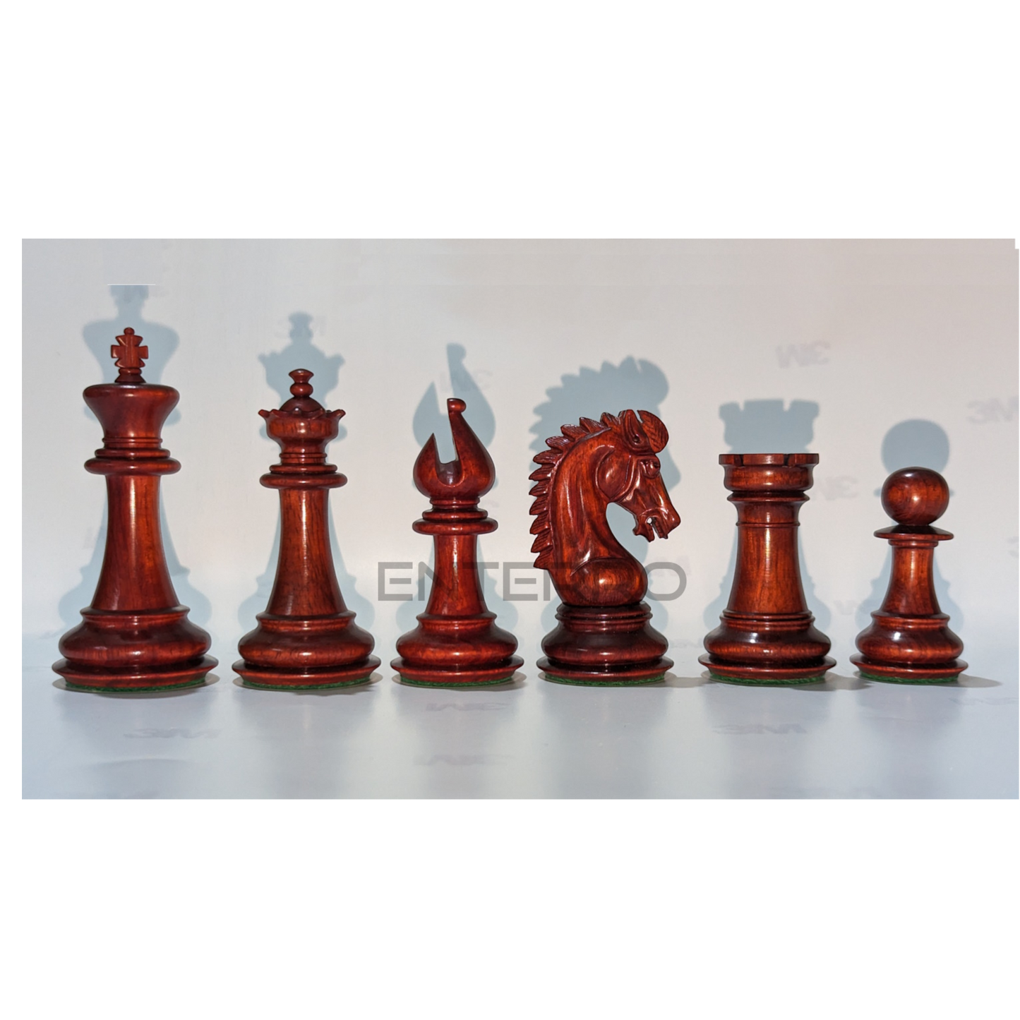 3.9" Emperor Series Wooden Chess Pieces - Made of Red Bud Rosewood and Boxwood