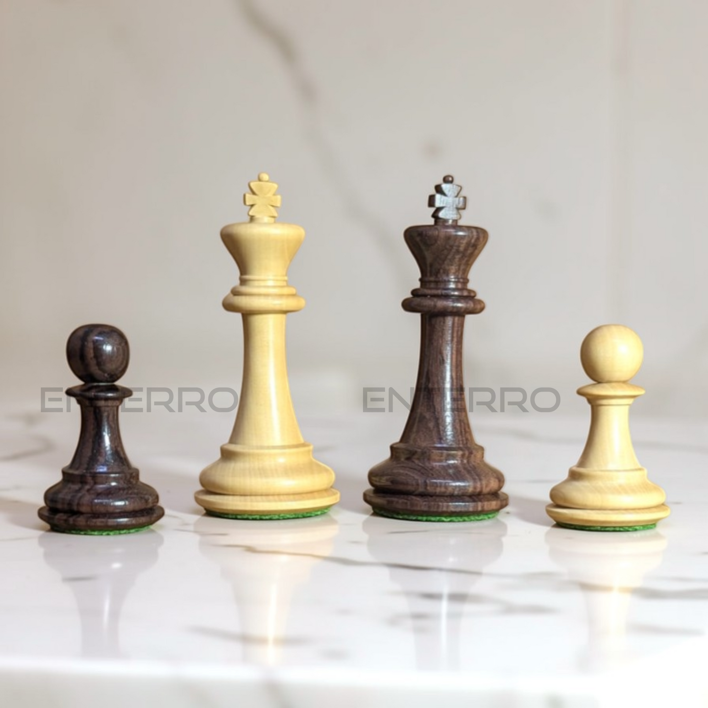 3.9" Emperor Series Wooden Chess Pieces - Made of Rosewood and Boxwood
