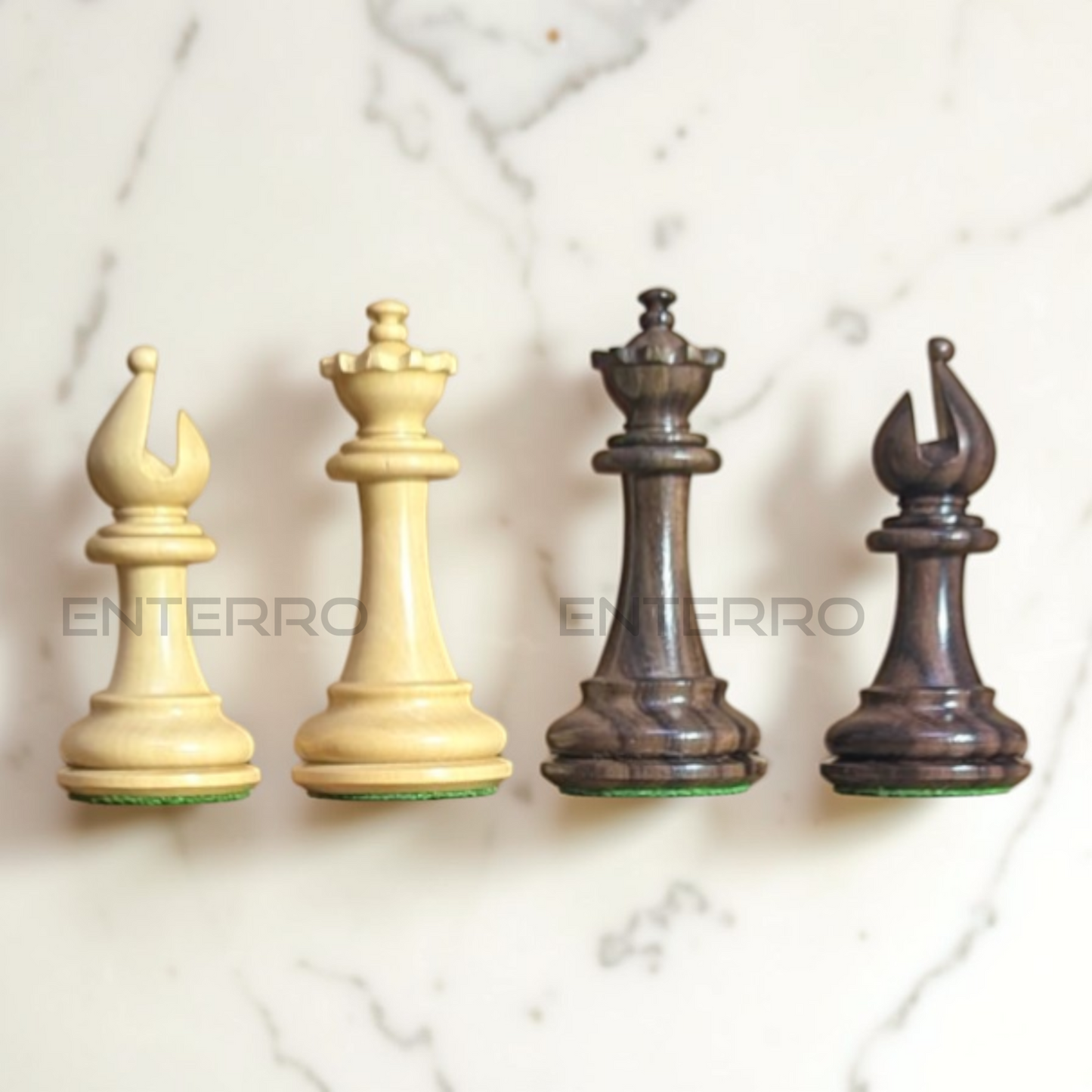 3.9" Emperor Series Wooden Chess Pieces - Made of Rosewood and Boxwood