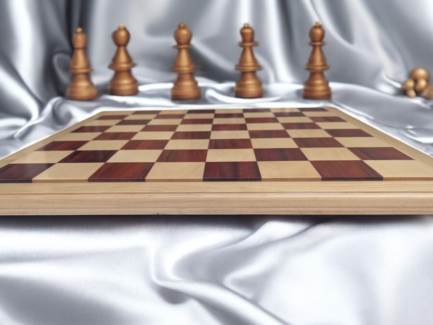 21 x 21 inch Natural Red Rosewood and Maple Wood FLAT Chess Board without Chess Pieces - Premium Handcrafted