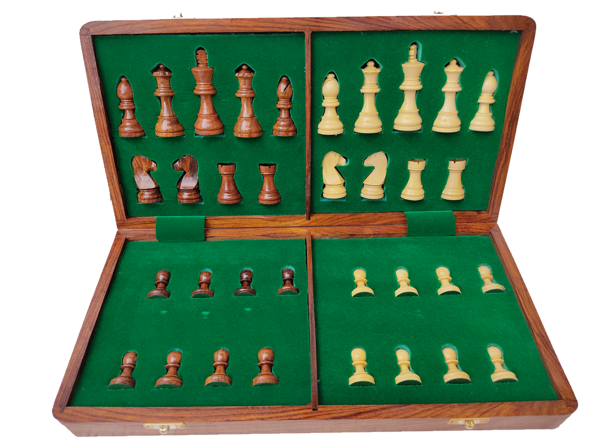 16" x 16" Wooden Foldable Magnetic Chess Board Set - King Size 3" high - Premium Handcrafted Board (Copy)