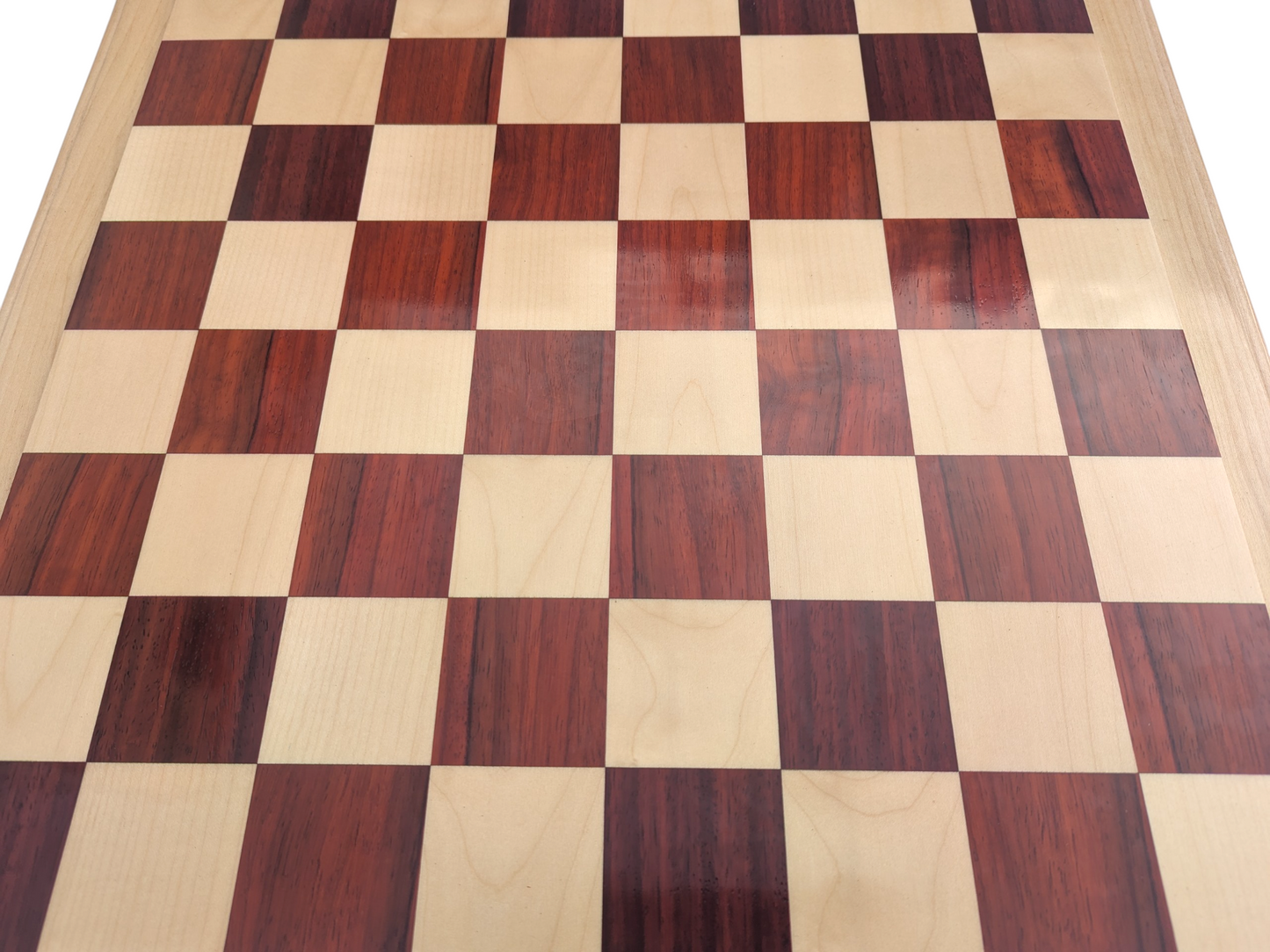 21 x 21 inch Natural Red Rosewood and Maple Wood FLAT Chess Board without Chess Pieces - Premium Handcrafted