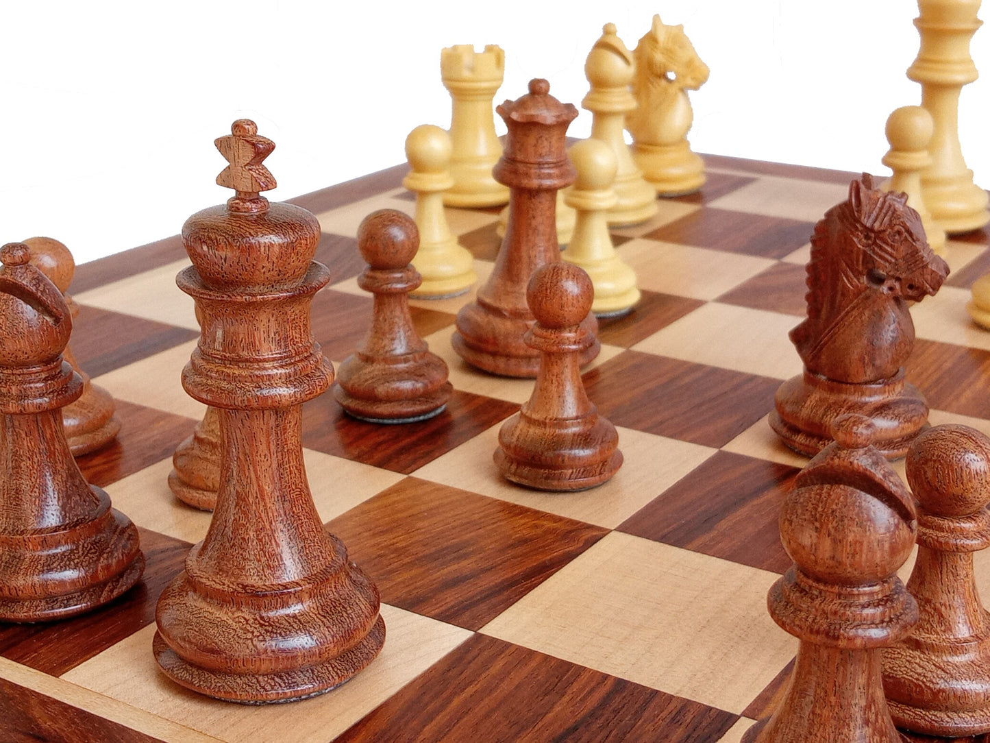 17 x 17 inch Wooden FLAT Chess Board with 3" Rio Series Wooden Chess Pieces - Premium Quality - Handcrafted