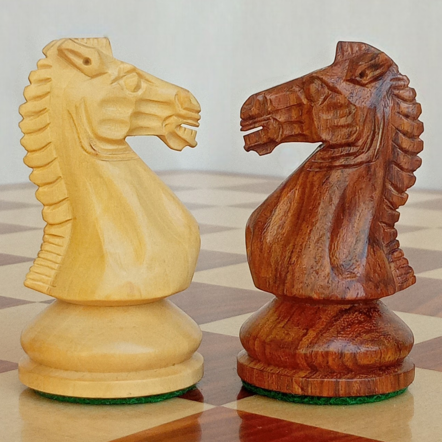 17 x 17 inch Wooden FLAT Chess Board with 3.75" Taj Series - Wooden Chess Coins